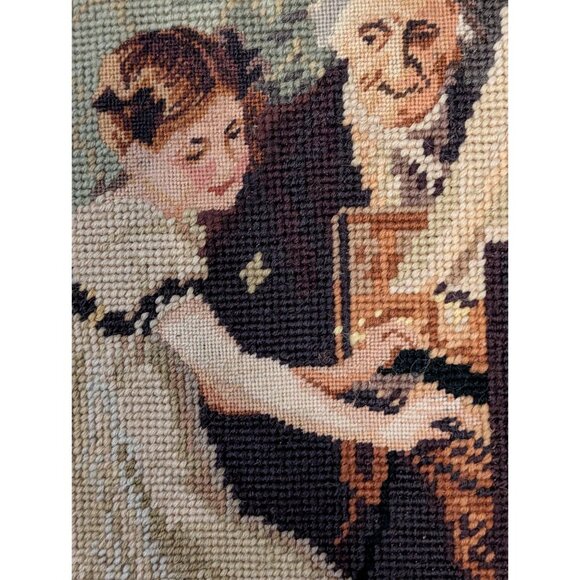 Vintage Needlepoint Tapestry Framed Art Piano lesson - Picture 13 of 16
